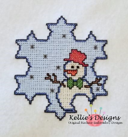 Cross Stitch Snowman In Snowflake