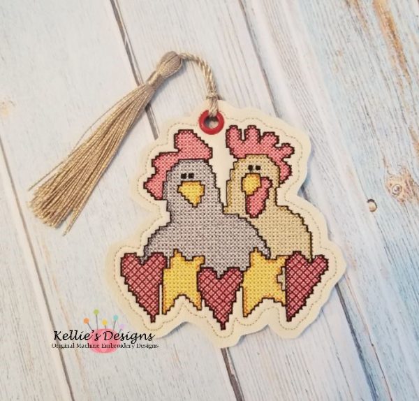 Cross Stitch Chicken Love Ornament
