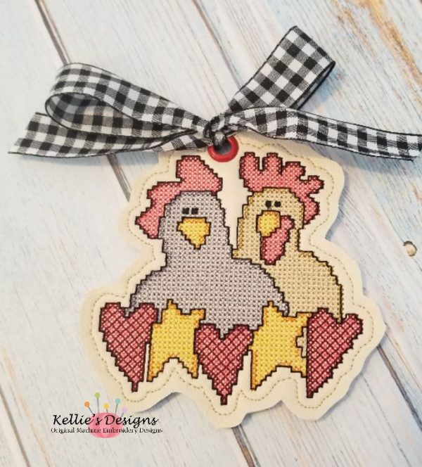Cross Stitch Chicken Love Ornament