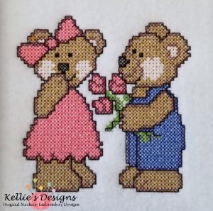 Cross Stitch Bears With Flowers